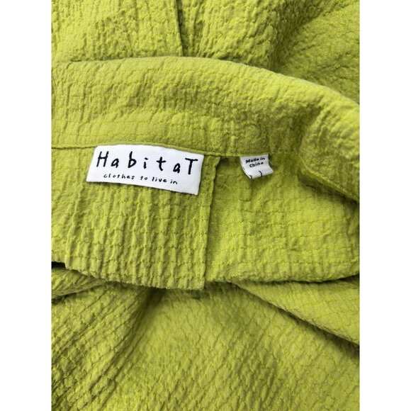 Habitat Lime Green Textured Blouse Size L With Button Loop Closures & Collar - Picture 4 of 11
